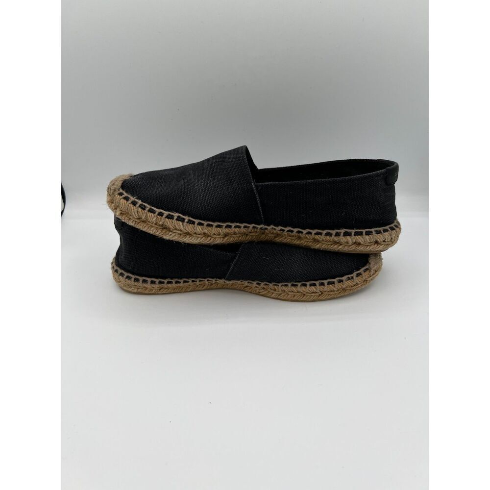 SAINT LAURENT Embroidered Espadrilles Black Canvas Women's 6US